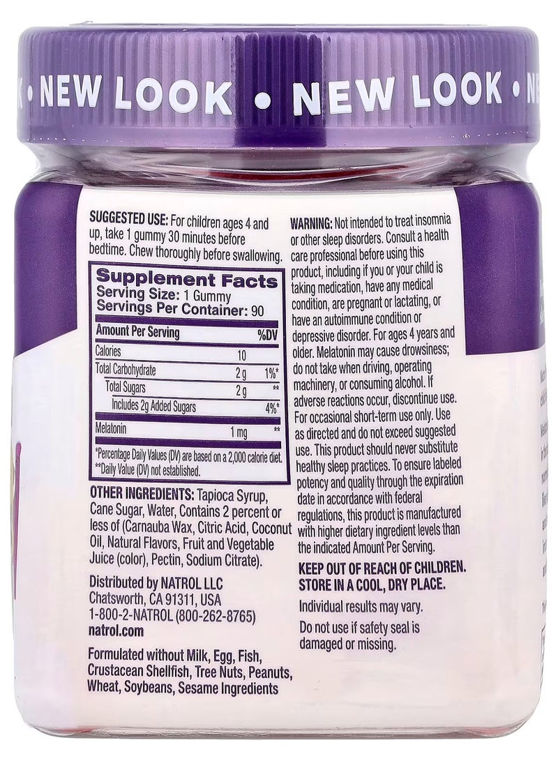 Natrol Melatonin 1 mg, Ages 4+, Raspberry, 90 Gummies - Image 2